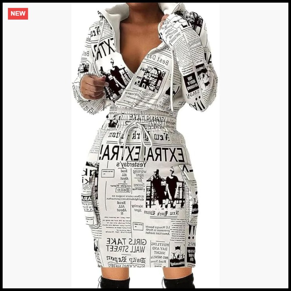 Slim Hoodie Dress Bodycon Pullover High Waist Drawstring Casual Chic